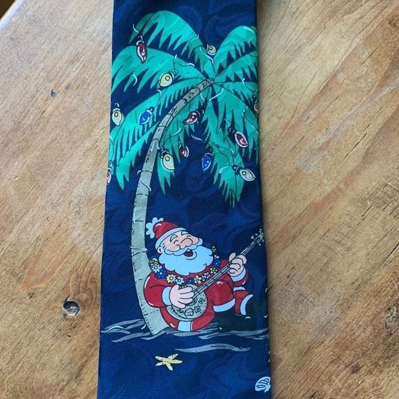 Christmas Tie Santa Palm Tree Banjo Jingle Bells - Picture 5 of 5